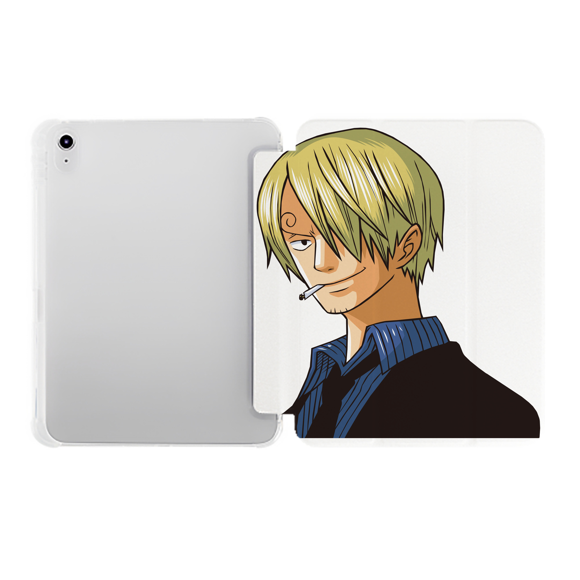 （画像用） ワンピース サンジ ONE PIECE Sanji IPad ケース ペン収納付き 三つ折りスタンド PUレザー×シリコン 対応機種9.5/10.5/10.9インチ